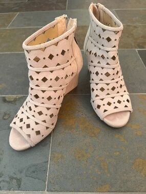Michael Kors Uma Wedge cut out suede open-toed booties